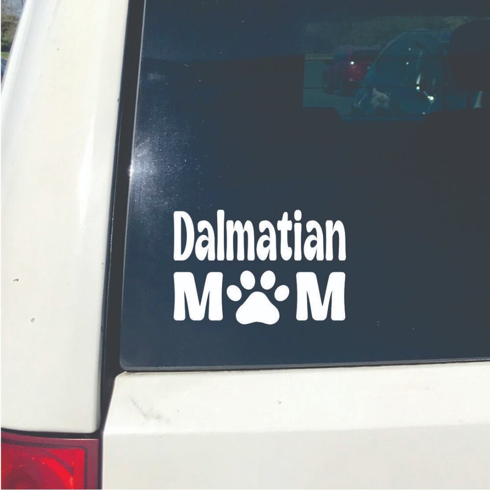 White Dalmatian Dog Mom Vinyl Window Decal Sticker